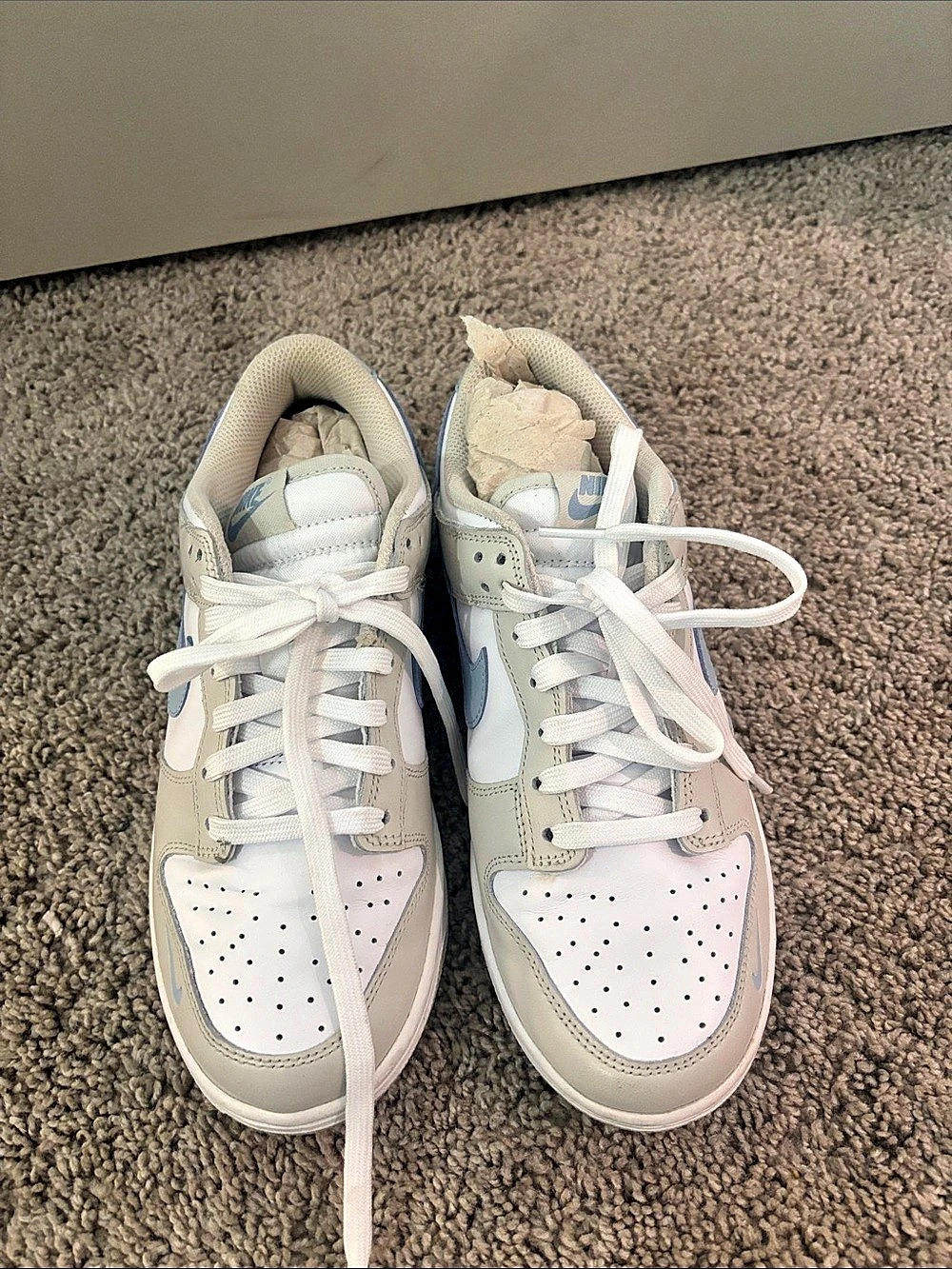 Nike Dunk Low Sneakers White & Blue Women 8